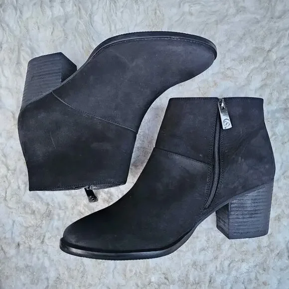 Black Ankle Bootie Blondo Nelli Size 9.5 Nubuck Leather Heel Zip Waterproof - Picture 13 of 13